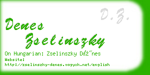 denes zselinszky business card